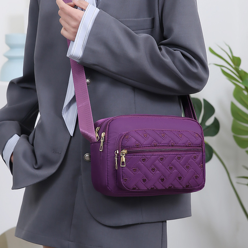 Casual torba za mame od Oxford tkanine, kompaktna kvadratna crossbody torba sa zipom i unutarnjim džepom, gradski jednostavan stil