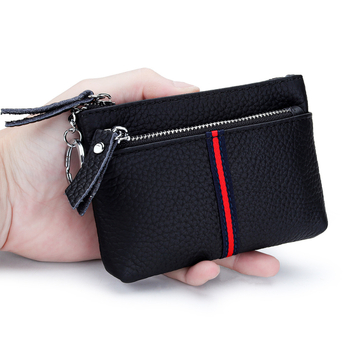 Portofel pentru monede din piele naturală, mini, compact, unisex, compartiment pentru carduri, piele de vițel primă, căptușeală poliester, model vară 2025