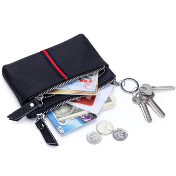 Portofel pentru monede din piele naturală, mini, compact, unisex, compartiment pentru carduri, piele de vițel primă, căptușeală poliester, model vară 2025