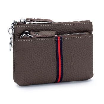 Portofel pentru monede din piele naturală, mini, compact, unisex, compartiment pentru carduri, piele de vițel primă, căptușeală poliester, model vară 2025