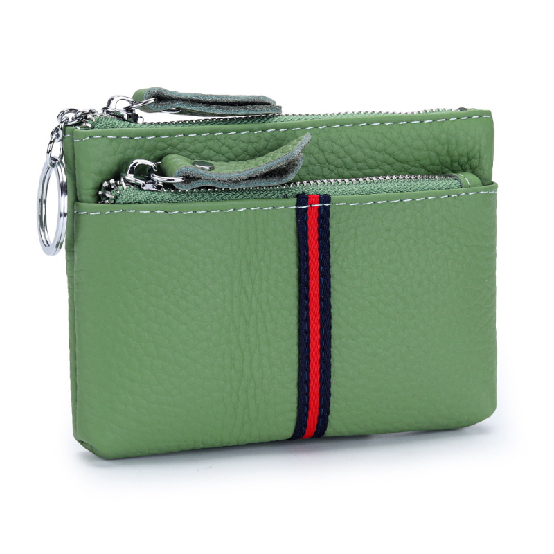 Portofel pentru monede din piele naturală, mini, compact, unisex, compartiment pentru carduri, piele de vițel primă, căptușeală poliester, model vară 2025