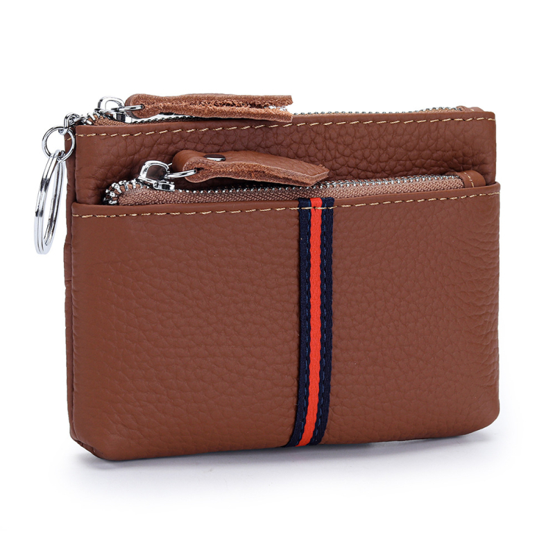 Portofel pentru monede din piele naturală, mini, compact, unisex, compartiment pentru carduri, piele de vițel primă, căptușeală poliester, model vară 2025