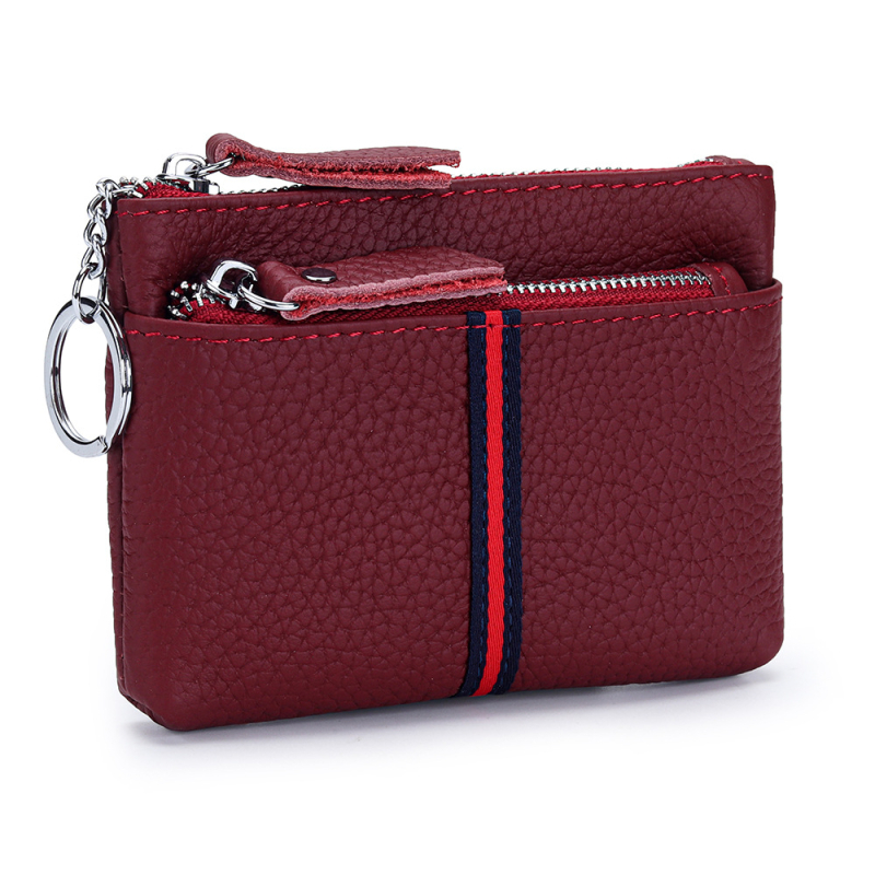 Portofel pentru monede din piele naturală, mini, compact, unisex, compartiment pentru carduri, piele de vițel primă, căptușeală poliester, model vară 2025