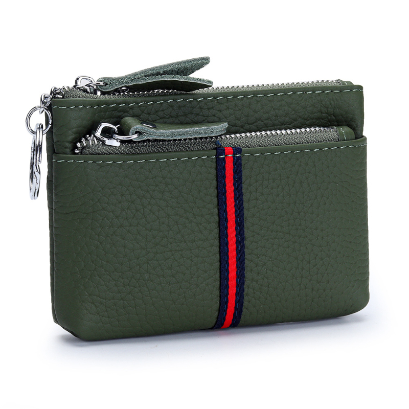 Portofel pentru monede din piele naturală, mini, compact, unisex, compartiment pentru carduri, piele de vițel primă, căptușeală poliester, model vară 2025