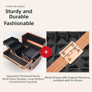 Parkerville козметична кутия за съхранение с ключалка, портативна, голям капацитет, многослойна разделителна система, метален корпус, колела