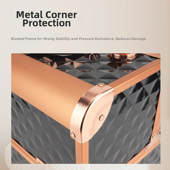 Parkerville козметична кутия за съхранение с ключалка, портативна, голям капацитет, многослойна разделителна система, метален корпус, колела