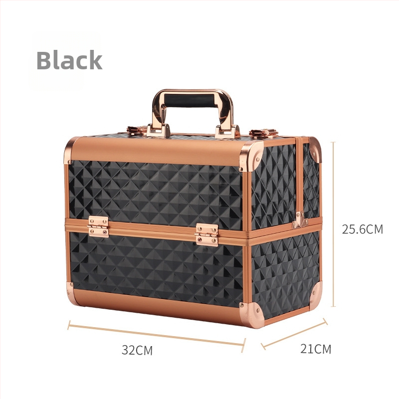 Parkerville козметична кутия за съхранение с ключалка, портативна, голям капацитет, многослойна разделителна система, метален корпус, колела