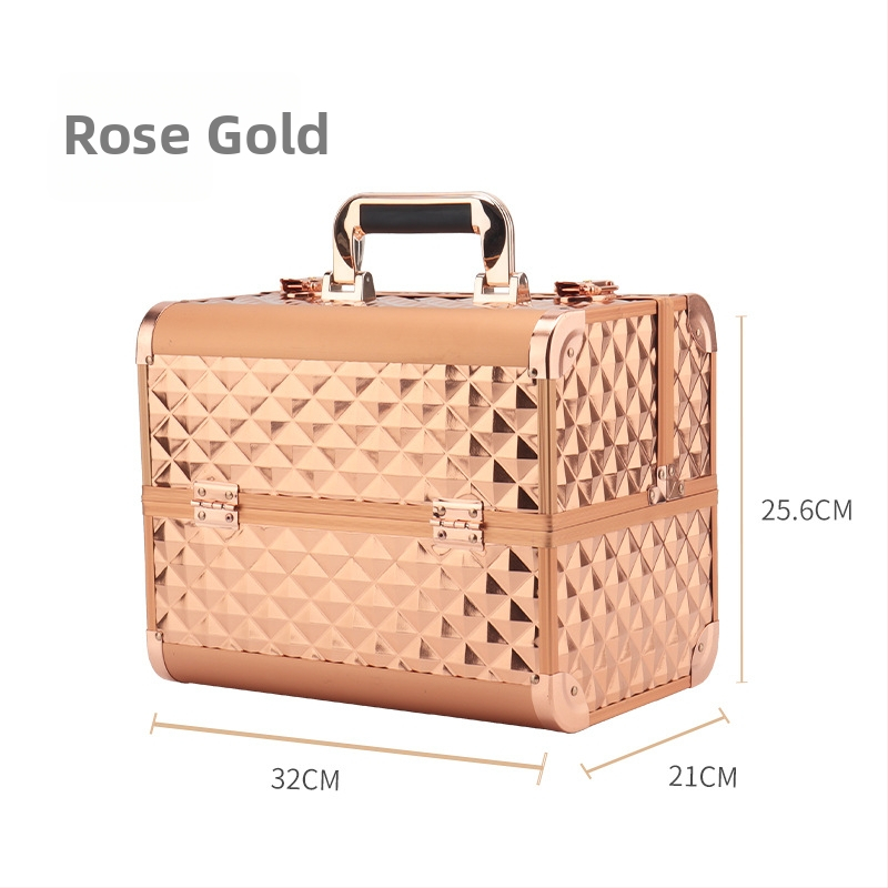 Parkerville козметична кутия за съхранение с ключалка, портативна, голям капацитет, многослойна разделителна система, метален корпус, колела