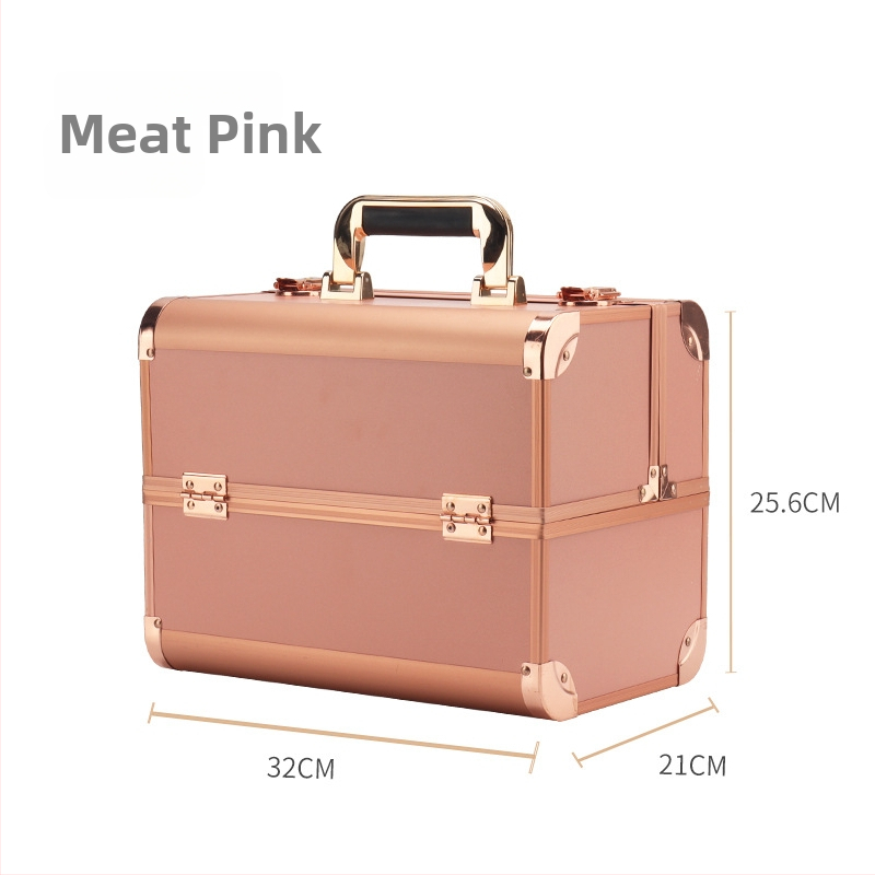 Parkerville козметична кутия за съхранение с ключалка, портативна, голям капацитет, многослойна разделителна система, метален корпус, колела