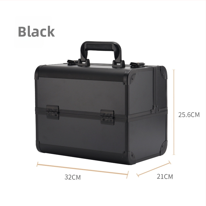 Parkerville козметична кутия за съхранение с ключалка, портативна, голям капацитет, многослойна разделителна система, метален корпус, колела