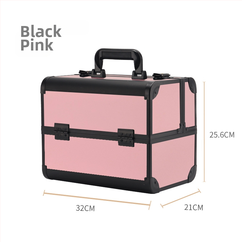 Parkerville козметична кутия за съхранение с ключалка, портативна, голям капацитет, многослойна разделителна система, метален корпус, колела