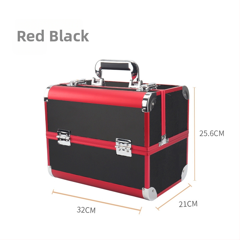 Parkerville козметична кутия за съхранение с ключалка, портативна, голям капацитет, многослойна разделителна система, метален корпус, колела