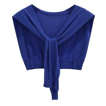 Дамска лятна лека плетена шал-блуза с връзване на талията, Ice Silk, стил Японско-Корейски сладък, Plain weave, Jacquard