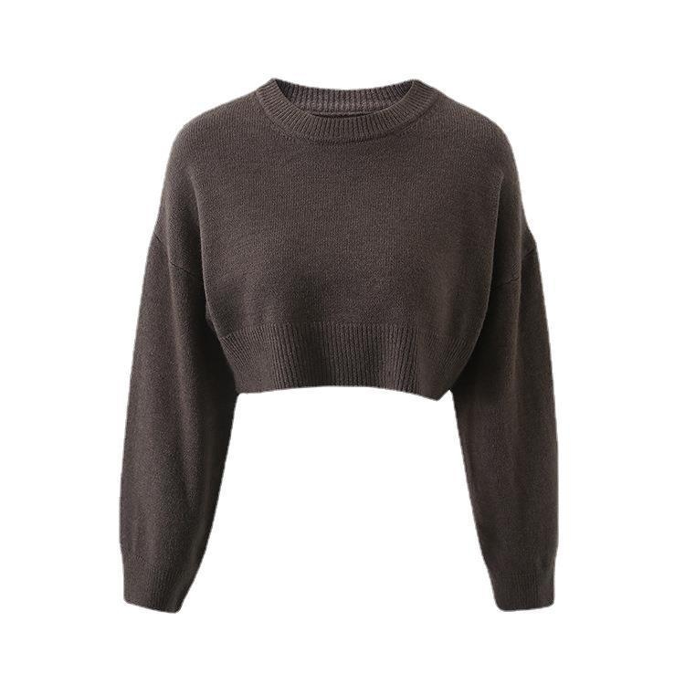 Πλεκτό πουλόβερ από μείγμα κασμίρ με πολυεστέρα και νάιλον, με στρογγυλό λαιμό, μακριές μανίκια, χαλαρή γραμμή, λεπτομέρεια κολλάζ ραφές