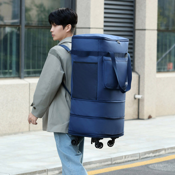 Skladacia kufrová taška s kolieskami, s rukoväťou a ramenným popruhom, extrémny objem na cestovanie (Objem: 56–75 L; Materiál: Oxfordová tkanina; Funkcie: dýcha, vodeodolná, ultra ľahká; Značka: Bohao; Pohlavie: Unisex)