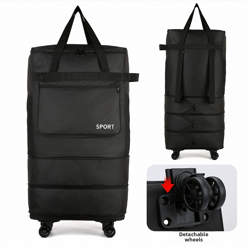 Skladacia kufrová taška s kolieskami, s rukoväťou a ramenným popruhom, extrémny objem na cestovanie (Objem: 56–75 L; Materiál: Oxfordová tkanina; Funkcie: dýcha, vodeodolná, ultra ľahká; Značka: Bohao; Pohlavie: Unisex)