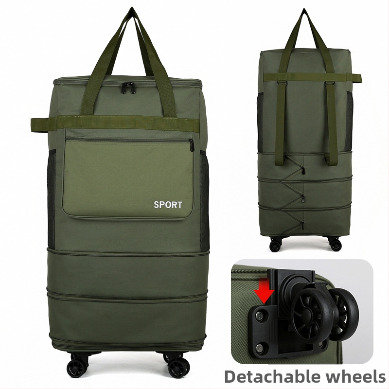 Skladacia kufrová taška s kolieskami, s rukoväťou a ramenným popruhom, extrémny objem na cestovanie (Objem: 56–75 L; Materiál: Oxfordová tkanina; Funkcie: dýcha, vodeodolná, ultra ľahká; Značka: Bohao; Pohlavie: Unisex)