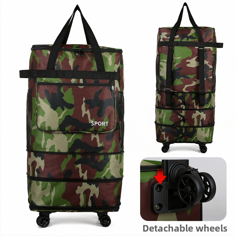 Skladacia kufrová taška s kolieskami, s rukoväťou a ramenným popruhom, extrémny objem na cestovanie (Objem: 56–75 L; Materiál: Oxfordová tkanina; Funkcie: dýcha, vodeodolná, ultra ľahká; Značka: Bohao; Pohlavie: Unisex)