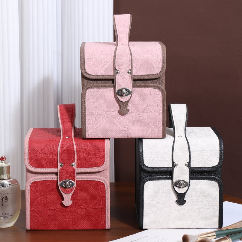 Козметична кутия за съхранение, сгъваема и преносима, голям капацитет; материал PC; тегло 1,2 кг; разширителен слой: да; метод на отваряне: заключваща закопчалка; колела: въртящи се във всички посоки.