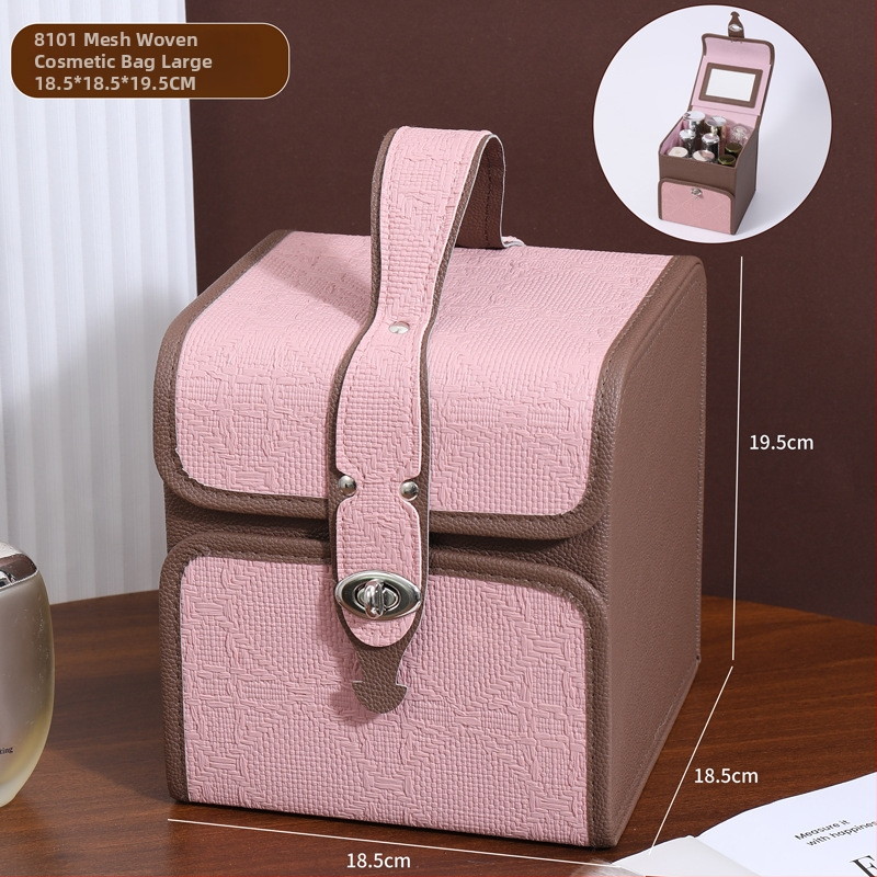 Козметична кутия за съхранение, сгъваема и преносима, голям капацитет; материал PC; тегло 1,2 кг; разширителен слой: да; метод на отваряне: заключваща закопчалка; колела: въртящи се във всички посоки.