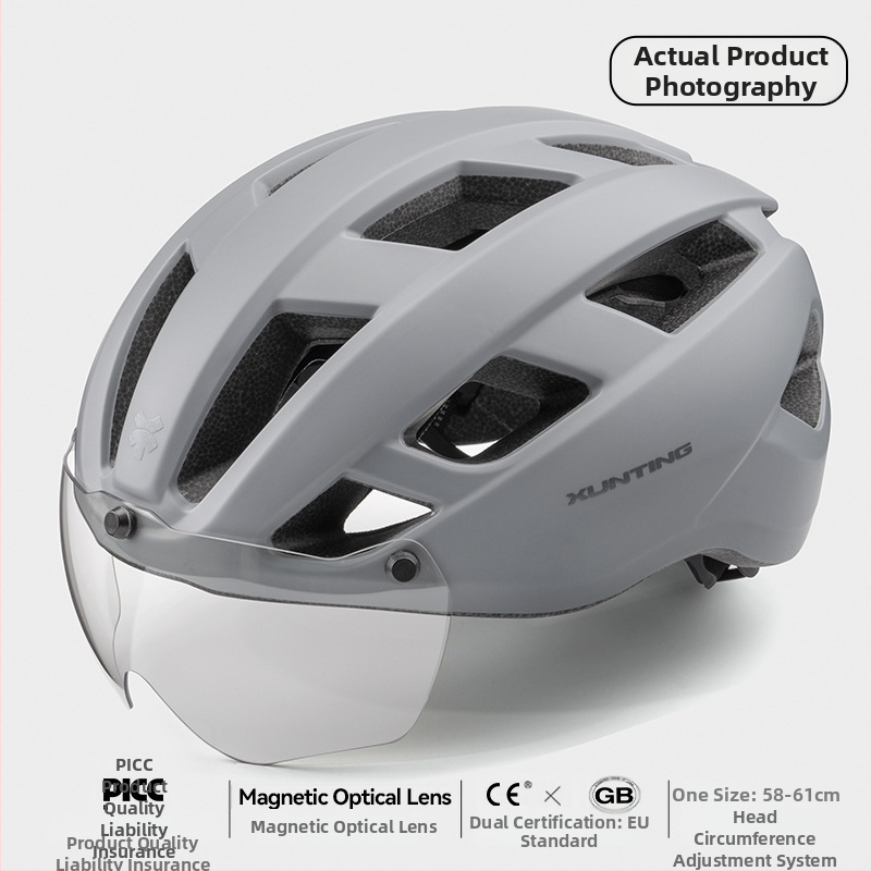 Kerékpáros sisak integrált szemüveggel, uniszex, EPS, légáteresztő fél sisak ZX21