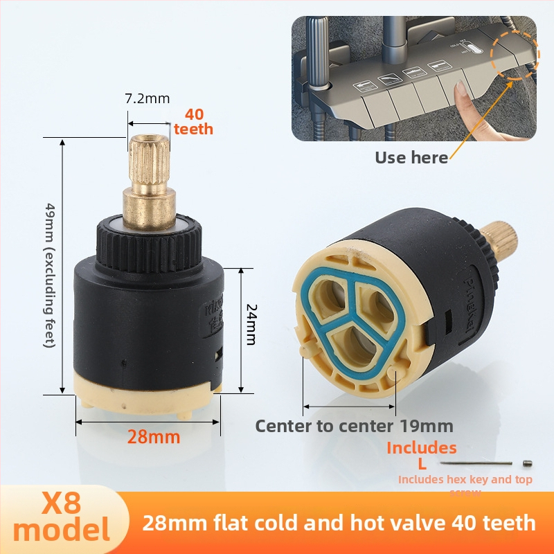 Jadro sprchového ventilu – keramický plast, moderný štýl, ovládanie otočením (keramický plast; moderný štýl; ovládanie otočením)