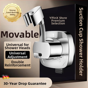 Suport pentru duș cu ventuză, detașabil, universal, montaj fără găuri, ABS, cromat, model HNBH10186