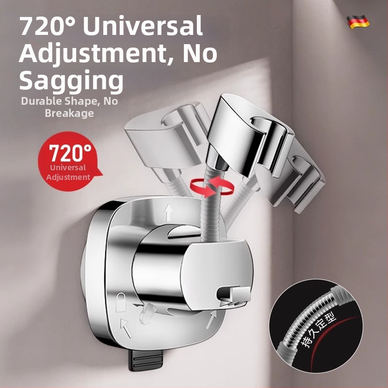 Suport pentru duș cu ventuză, detașabil, universal, montaj fără găuri, ABS, cromat, model HNBH10186