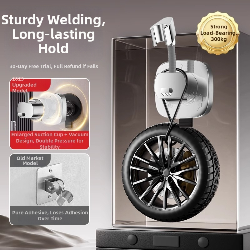 Suport pentru duș cu ventuză, detașabil, universal, montaj fără găuri, ABS, cromat, model HNBH10186