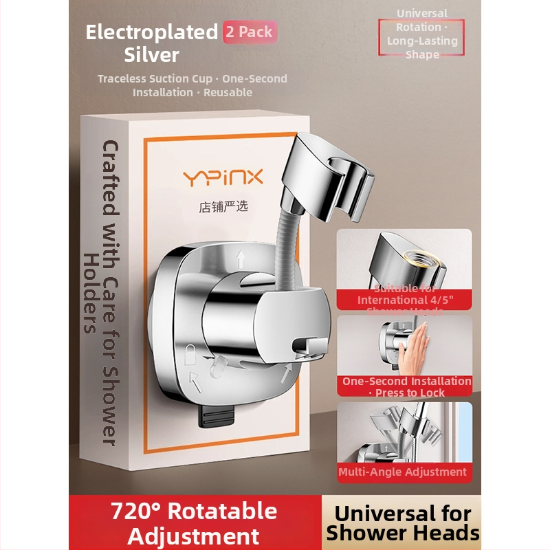 Suport pentru duș cu ventuză, detașabil, universal, montaj fără găuri, ABS, cromat, model HNBH10186