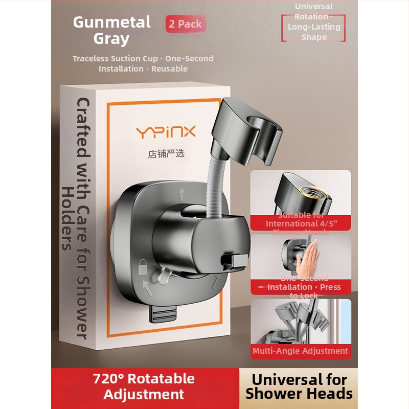 Suport pentru duș cu ventuză, detașabil, universal, montaj fără găuri, ABS, cromat, model HNBH10186