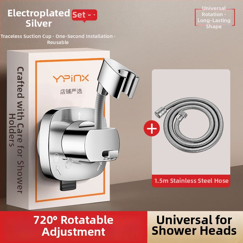 Suport pentru duș cu ventuză, detașabil, universal, montaj fără găuri, ABS, cromat, model HNBH10186