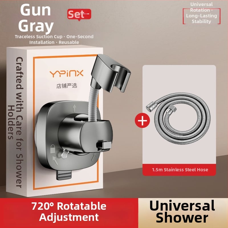 Suport pentru duș cu ventuză, detașabil, universal, montaj fără găuri, ABS, cromat, model HNBH10186