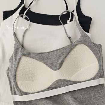 Camisolă din bumbac cu bretele subțiri reglabile, fără spate, cupă 3/4, 80–90% bumbac