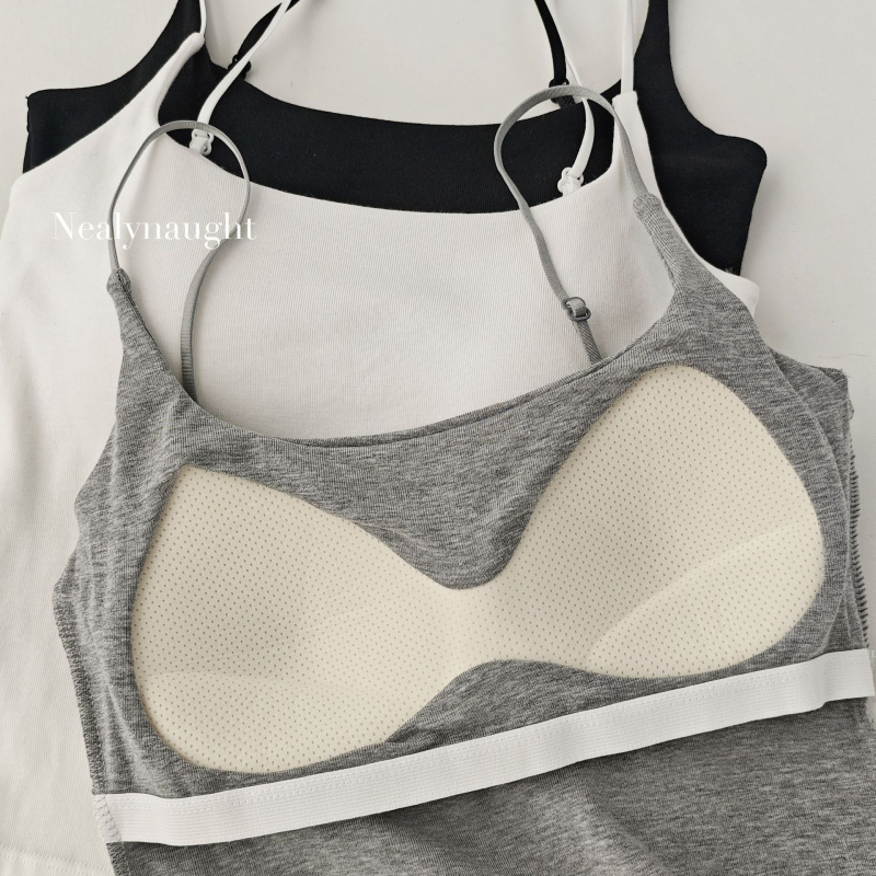 Camisolă din bumbac cu bretele subțiri reglabile, fără spate, cupă 3/4, 80–90% bumbac