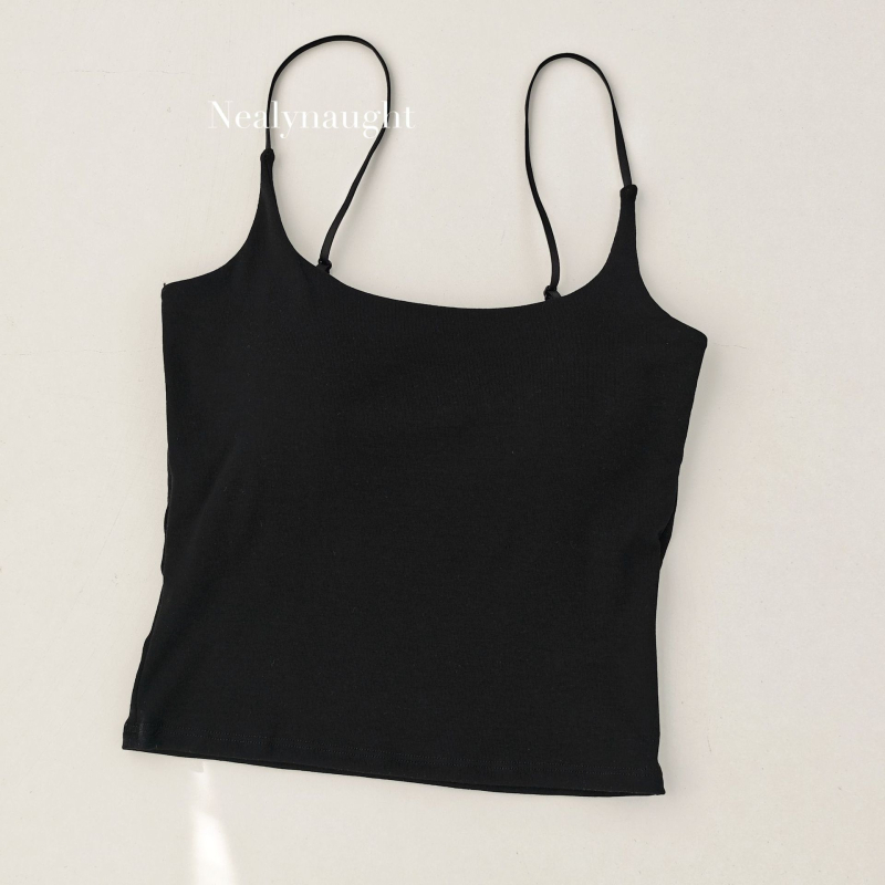 Camisolă din bumbac cu bretele subțiri reglabile, fără spate, cupă 3/4, 80–90% bumbac