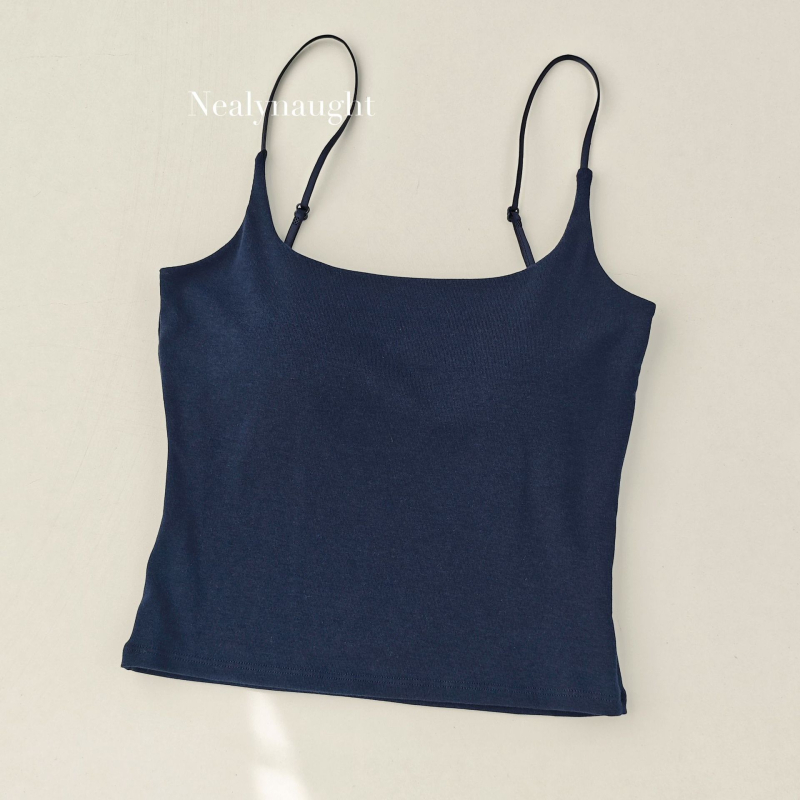 Camisolă din bumbac cu bretele subțiri reglabile, fără spate, cupă 3/4, 80–90% bumbac