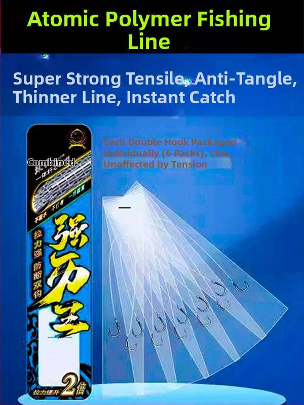 Billion War Lion cârlig de pescuit cu două cârlige, barbed, linie PE cu manșon auriu