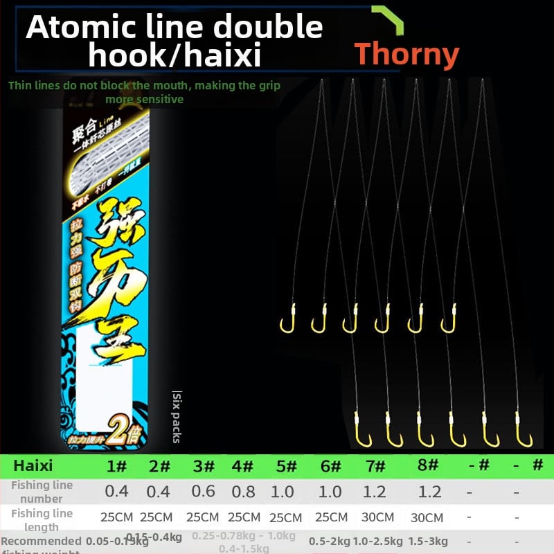 Billion War Lion cârlig de pescuit cu două cârlige, barbed, linie PE cu manșon auriu