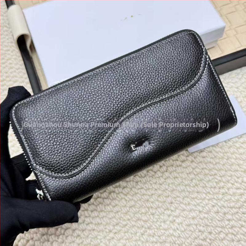 Μακρύ δερμάτινο πορτοφόλι με φερμουάρ, γνήσιο δέρμα, κορυφαίας ποιότητας, 1-πτυχή, unisex, μεγάλος χώρος για κάρτες