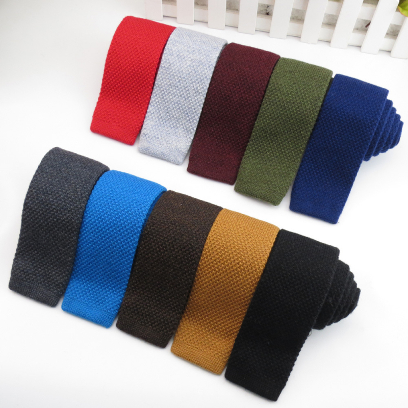 Pletena vunena kravata, ravni vrh, unisex, rhombus uzorak