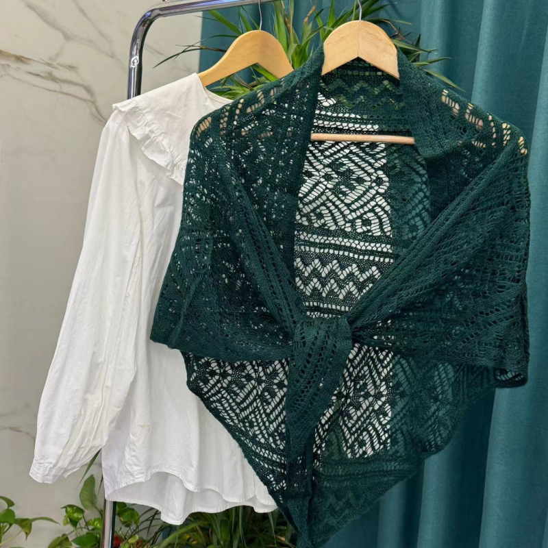 Pleteni šal s lažnim ovratnikom — dekorativni šal, Twill pletenje, satenski završetak, mješavina materijala, proljeće/ljeto/jesen, japansko-korejski nježni stil