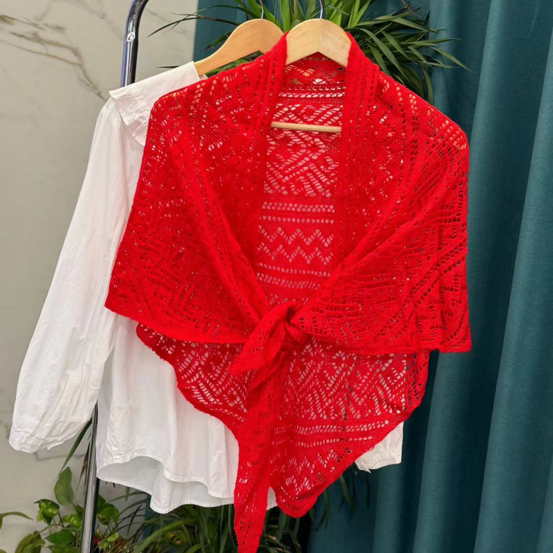 Pleteni šal s lažnim ovratnikom — dekorativni šal, Twill pletenje, satenski završetak, mješavina materijala, proljeće/ljeto/jesen, japansko-korejski nježni stil
