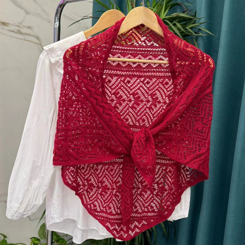 Pleteni šal s lažnim ovratnikom — dekorativni šal, Twill pletenje, satenski završetak, mješavina materijala, proljeće/ljeto/jesen, japansko-korejski nježni stil