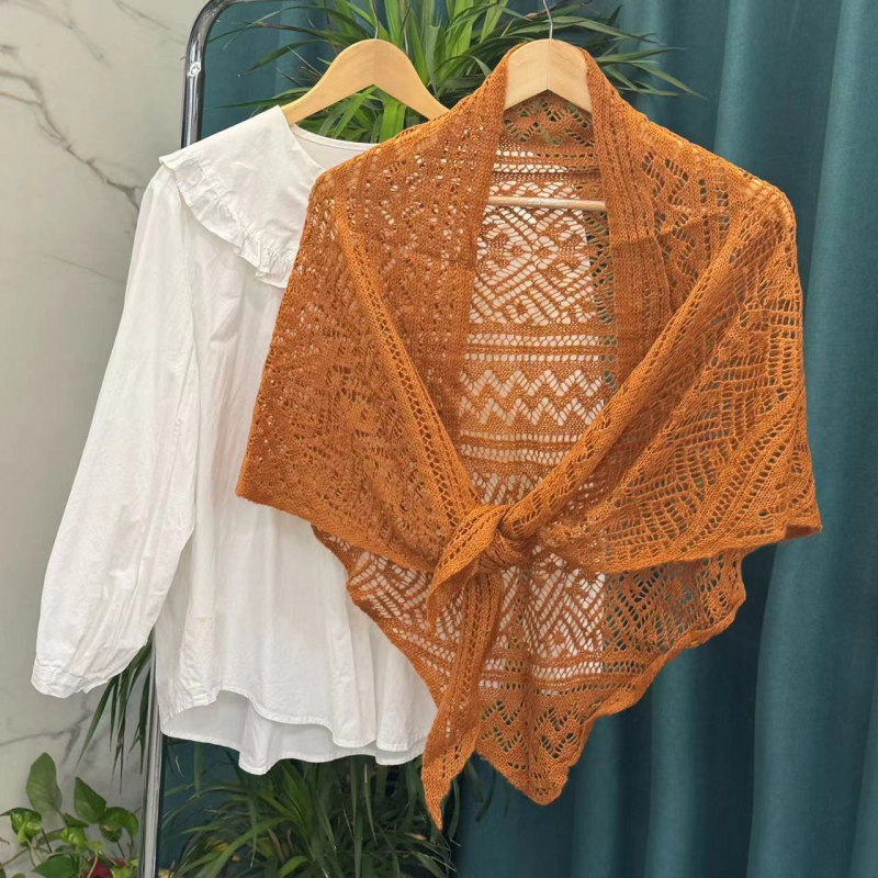 Pleteni šal s lažnim ovratnikom — dekorativni šal, Twill pletenje, satenski završetak, mješavina materijala, proljeće/ljeto/jesen, japansko-korejski nježni stil