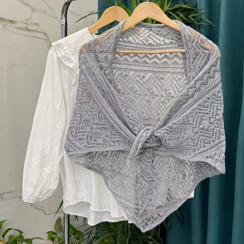 Pleteni šal s lažnim ovratnikom — dekorativni šal, Twill pletenje, satenski završetak, mješavina materijala, proljeće/ljeto/jesen, japansko-korejski nježni stil