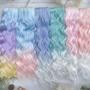 BJD baba paróka, hőálló szintetikus rostokból, hosszú frufru, koreai stílus, szabad részű paróka