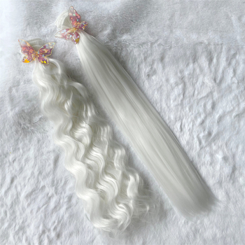 BJD baba paróka, hőálló szintetikus rostokból, hosszú frufru, koreai stílus, szabad részű paróka