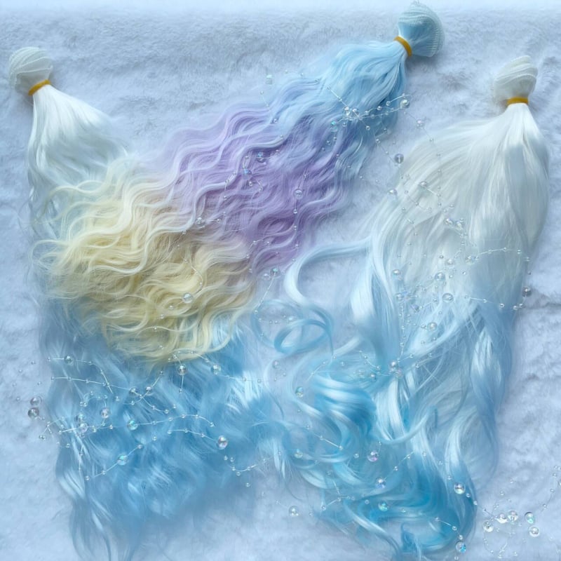 BJD baba paróka, hőálló szintetikus rostokból, hosszú frufru, koreai stílus, szabad részű paróka