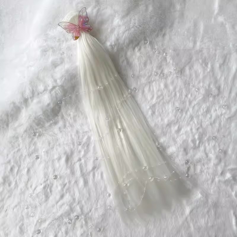 BJD baba paróka, hőálló szintetikus rostokból, hosszú frufru, koreai stílus, szabad részű paróka